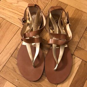 Tan and gold Vince Camuto sandals
